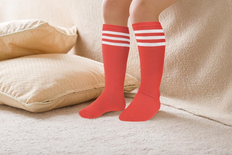 Benefeet Sox Kids Soccer Socks Toddler Knee High Tube Long Socks Soft for Girls Three Stripes Youth Cotton Soccer Socks - Image 5
